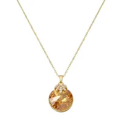 Anti-Tarnish Round Champagne Pendant