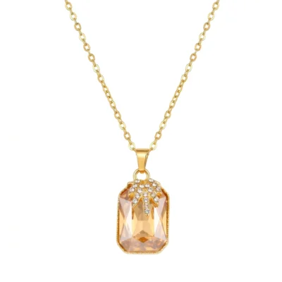 Anti-Tarnish Champagne Rectangle Pendant