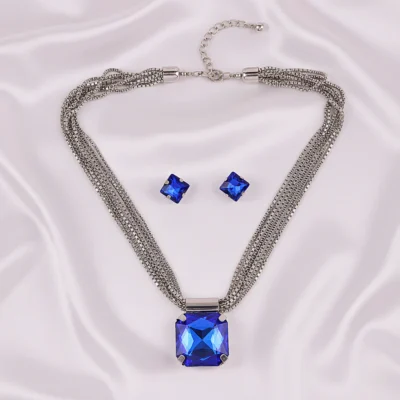 Anti-Tarnish Crystal Pendant Set with Earrings