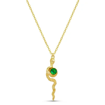 Anti-Tarnish Emerald Snake Pendant
